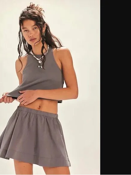 Free People Gray Two-Piece Skirt Set Nwt